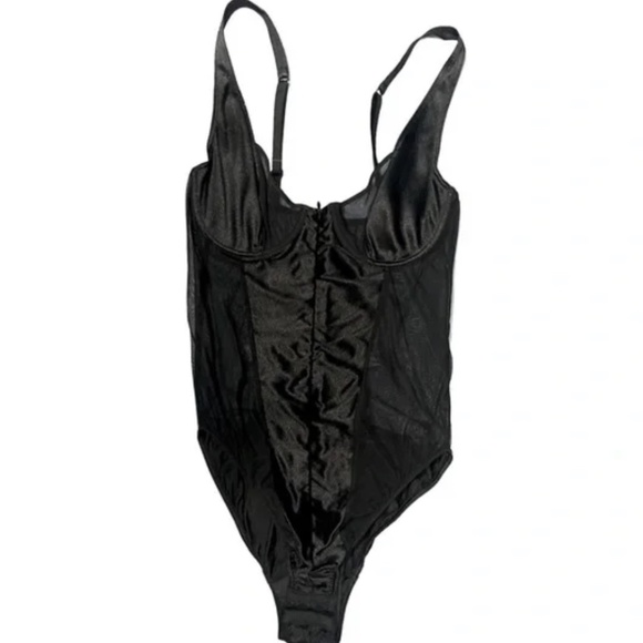 Black bustier bodysuit shape wear elastic corset - adjustable- high hip cut - Picture 1 of 5